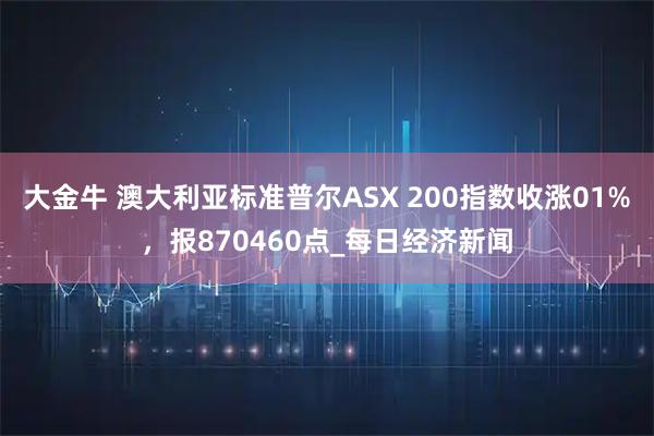 大金牛 澳大利亚标准普尔ASX 200指数收涨01%，报870460点_每日经济新闻
