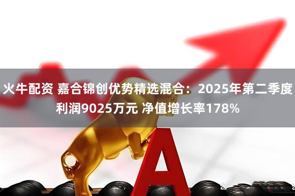 火牛配资 嘉合锦创优势精选混合：2025年第二季度利润9025万元 净值增长率178%