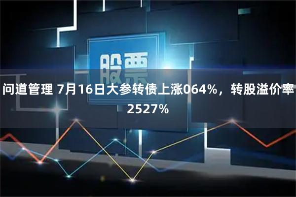 问道管理 7月16日大参转债上涨064%，转股溢价率2527%