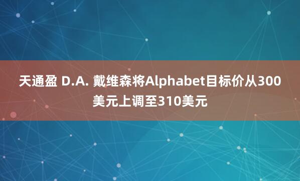 天通盈 D.A. 戴维森将Alphabet目标价从300美元上调至310美元
