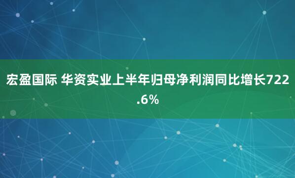 宏盈国际 华资实业上半年归母净利润同比增长722.6%